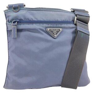Authentic PRADA Shoulder Bag Nylon Light Blue Silver